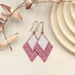 Beading Earrings, Seed Bead Earring, Pink Dangle Earrings