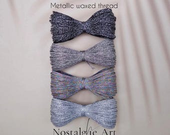 Waxed Metallic Thread 0,8mm, Shiny Polyester Cord for Macrame, Jewelry Making, Beading, Bookbinding, Leather Craft,