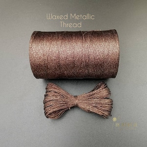 Waxed Metallic Macrame Cord, Metallic Thread Brown