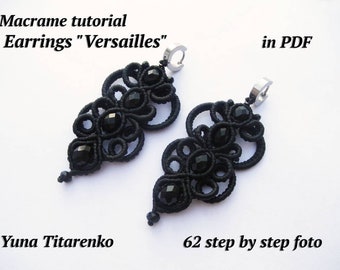 Macrame pattern, Earrings tutorial, Macrame Earrings, Versailles PDF
