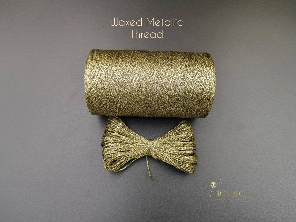 Metallic Macrame Thread Black Gold Waxed Cord Polyester Cord Etsy