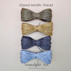 0.8 mmワックスメタリックヤーン、マクラメ、ビーズ、ジュエリー用の4色ポリエステルヤーン、40～80メートル