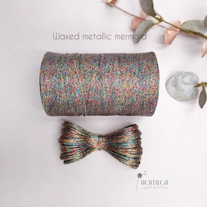 Metallic Macrame Cord, Waxed Metallic Thread, Mermaid