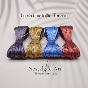 Hilo metálico encerado: 4 colores, hilo de poliéster brillante de 0,8 mm para macramé, abalorios, marroquinería y joyería, 40 m o 80 m imagen 6