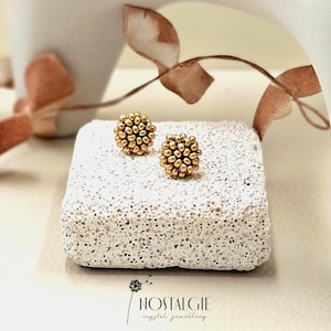 Beaded Stud Earrings, Gold Bead Earrings, Tiny Post Earrings