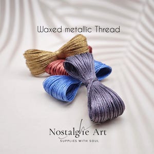 Hilo metálico encerado: 4 colores, hilo de poliéster brillante de 0,8 mm para macramé, abalorios, marroquinería y joyería, 40 m o 80 m imagen 2