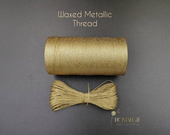 Macrame Waxed Metallic Thread, Gold Metallic Cord