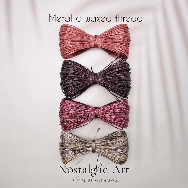 0,8mm Waxed Macrame Knotting Thread, Strong Shiny Polyester Cord for Jewelry, Beading and Leather Stitching, 4 colors Set image 1