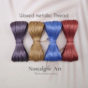 Hilo metálico encerado: 4 colores, hilo de poliéster brillante de 0,8 mm para macramé, abalorios, marroquinería y joyería, 40 m o 80 m imagen 3
