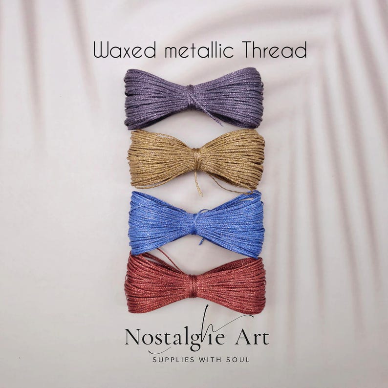 Hilo metálico encerado: 4 colores, hilo de poliéster brillante de 0,8 mm para macramé, abalorios, marroquinería y joyería, 40 m o 80 m imagen 1