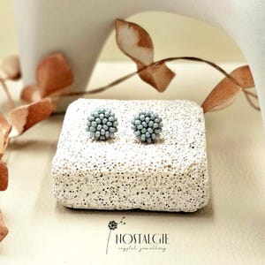 Beaded Stud Earrings, Tiny Bead Earrings, Blue Jeans Post Earrings