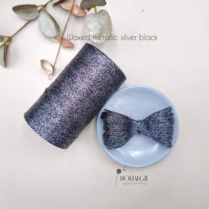 Macrame Waxed Metallic Thread Black-Silver