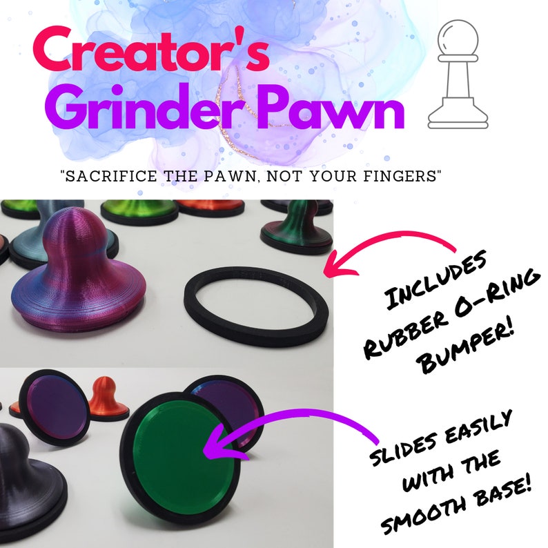 LARGE Stained Glass Grinder Pawn High Quality With Rubber Bumper 10