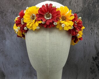 Fall Flower Crown - Cottagecore Daisy Fall Flower Crown - Ready to Ship - Renaissance, RenFest, Fairy, Fall Wedding, Flower Girl, Fall Photo