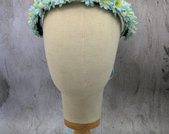 Flower Crown - Aqua Flower Crown - Ready to Ship - RenFest, Music Festival, Fairy Costume, Boho Bohemian Flower Crown Accessory