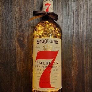 Seagrams 7 Whiskey Bottle  LED Battery operated lights.