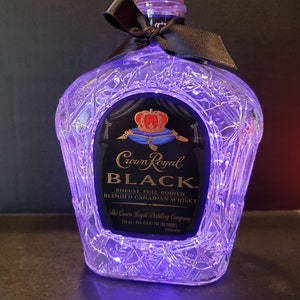 Crown Black Illuminated Liquor bottle.  LED Battery operated lights.