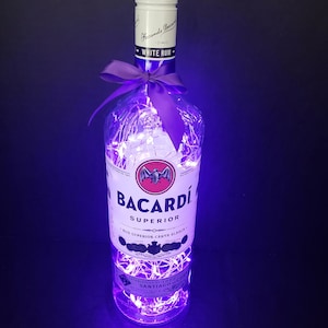 Bacardi  Illuminated Liquor bottle.  LED Battery operated lights.