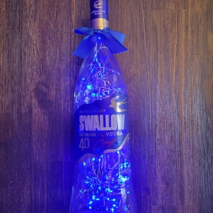 Swallow Vodka Liquor bottle.  LED Battery operated lights.