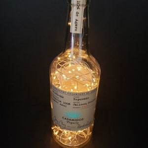 Casamigos Tequila Illuminated Liquor bottle.  LED Battery operated lights. Gold Lights