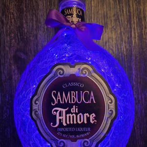 Sambuca di Amore Liqueur bottle.  LED Battery operated lights.