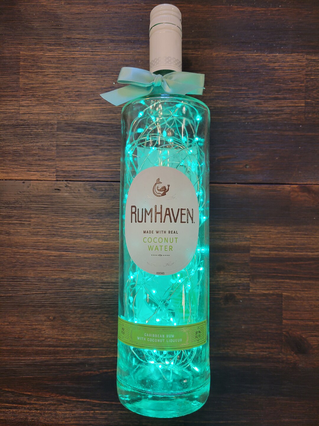 Rumhaven Caribbean Rum W/cocunut Liqueur Bottle Green LED Light Etsy
