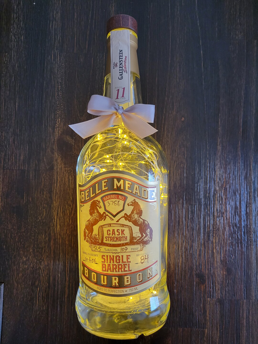 Belle Meade Single Barrel Bourbon Whiskey Liquor Bottle. LED Operated
