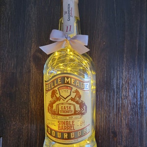Belle Meade Single Barrel Bourbon Whiskey Liquor bottle.  LED  operated lights.