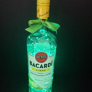 Bacardi Limon  Illuminated Liquor bottle.  LED Battery operated lights.