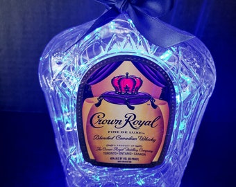 Crown Royal Illuminated Liquor bottle.  LED Battery operated lights. Multiple Color Options