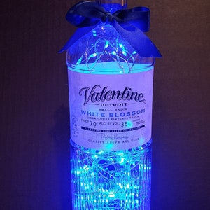 Valentine (White Blossom) Vodka Liquor bottle.  LED Battery operated lights.