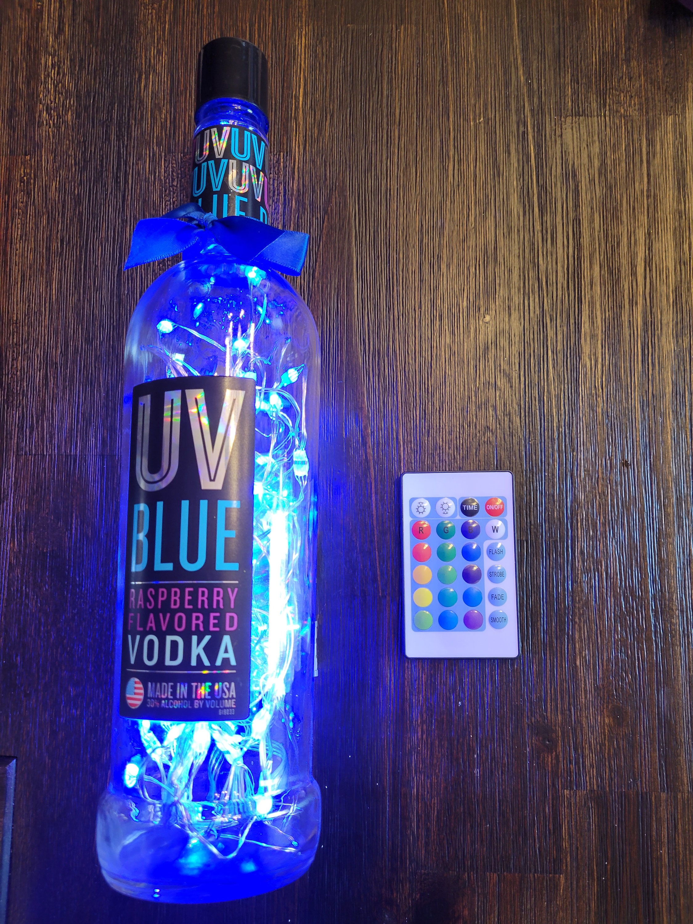 UV Blue Rasberry Vodka LED Lighted Bottle W/remote - Etsy New Zealand