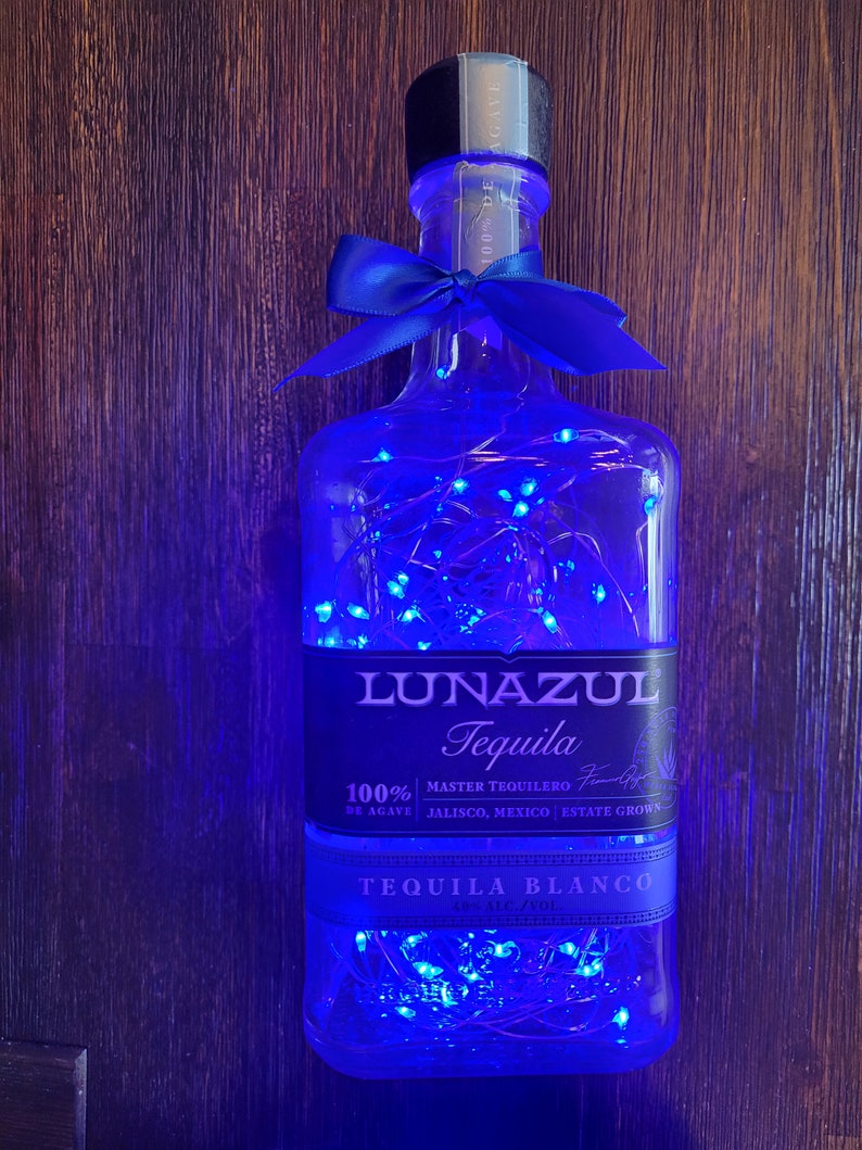 Luna Azul Tequila Bottle W/ Blue Lights - Etsy