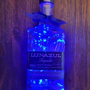 Lunazul Tequila Bottle w/  LED Battery operated lights.