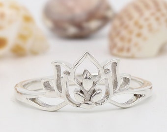 Silver Lotus Ring, Sterling Silver Midi Ring, Handmade Ring, Statement Ring, Promise Ring, Designer Ring, Couple Ring, Christmas Gift