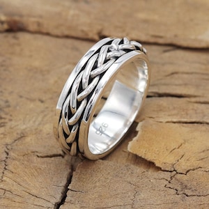 Anxiety Ring, Fidget Ring, Sterling Silver Ring, Fidget Ring Women, Men&#39;s Fidget Ring, Twisted Wire, Meditation Ring, Anxiety Thumb Ring