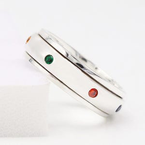 925 Sterling Silver Chakra Spinner Ring | Fidget Thumb Ring for Anxiety | Meditation Jewelry Gift