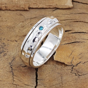 Anillo para la ansiedad, anillo antiestrés, anillo giratorio, anillo antiestrés para mujeres, anillo antiestrés para hombres, anillo giratorio, anillo de meditación, anillo para el pulgar, anillo martillado