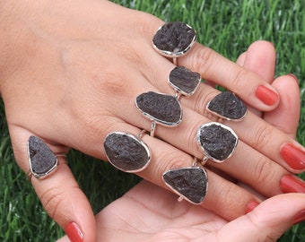 Bague agni manitite perle de feu | Bague avec pierres précieuses brutes pour femme | Bague de promesse en argent