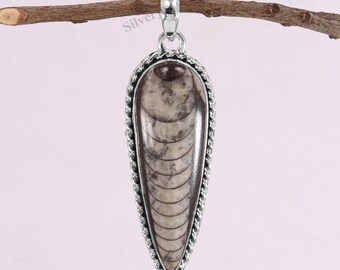 Orthoceras and Sodalite Necklace Unique Fossil Necklace
