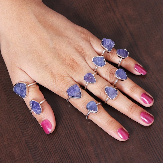 Raw Tanzanite Ring, Silver Women Ring, Promise Ring, Statement Ring, Gemstone Silver Ring, Handmade Ring, Sterling Silver Ring, Friend Gift