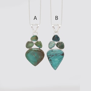 Turkoois ketting, sterlingzilveren ketting, hanger ketting, stenen ketting, edelsteen ketting Beste cadeaus