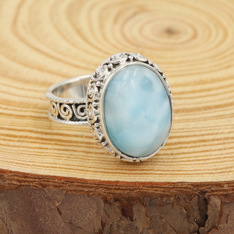 Mother's Day Gifts, Larimar Ring, Silver Women Ring, Statement Ring, Promise Ring, Handmade Ring, Gemstone Silver Ring, Silver Ring