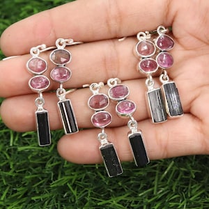 Tourmaline Earrings, Sterling Silver Earrings, Gemstone Earrings, Handmade Earrings For Her, Dangle Earrings, Christmas Gift For Women