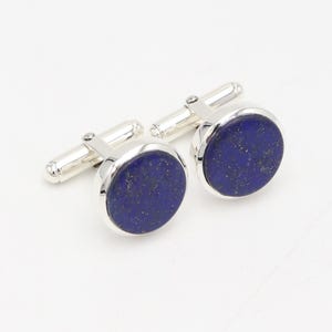 Lapis Lazuli Cufflinks, Solid Sterling Silver Cufflinks, Gemsone Cufflinks, Groomsmen Cufflinks, Best Gift For Him, Cuff Links For Groom
