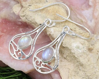 Sterling Silber Ohrringe mit Mondstein & Rauchquarz - Edelstein Schmuck für Sie