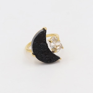 Herkimer Ring, Statement Ring, Ring For Women, Tektite Ring, Promise Ring, Sterling Silver Ring, Silver Gemstone Ring, Mother's Day Gift