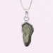 Moldavite Pendant-Raw Moldavite Necklace-Sterling Silver Pendant-Authentic Moldavite-0.75, 1.50 inch Moldavite-16+3 inch Adjustable Chain 