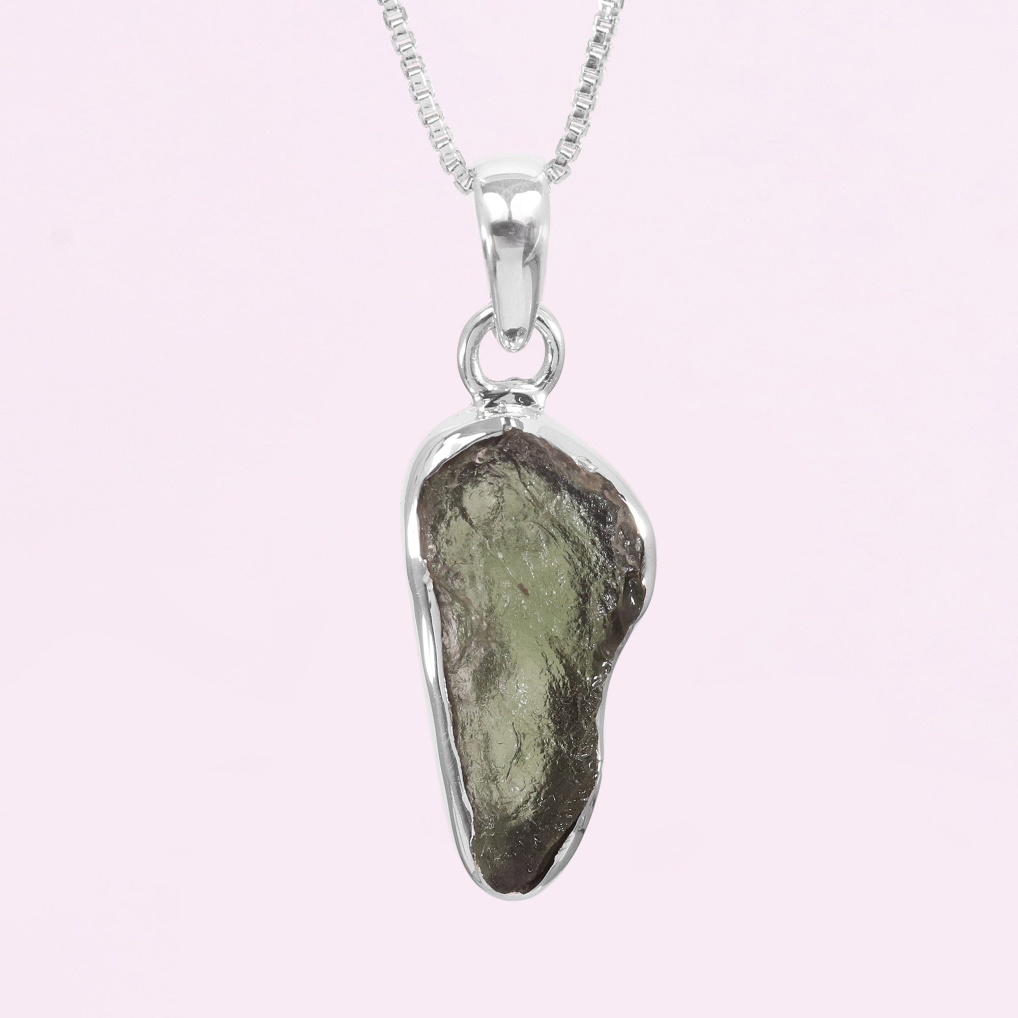 Silver on sale moldavite necklace