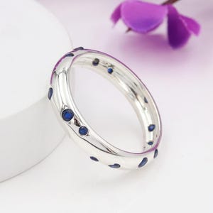 Tanzanite Ring, 925 Solid Silver Ring, Wedding Band, Anniversary Ring for Women, December Birthstone Ring, Stacking Ring, Eternity Band Ring